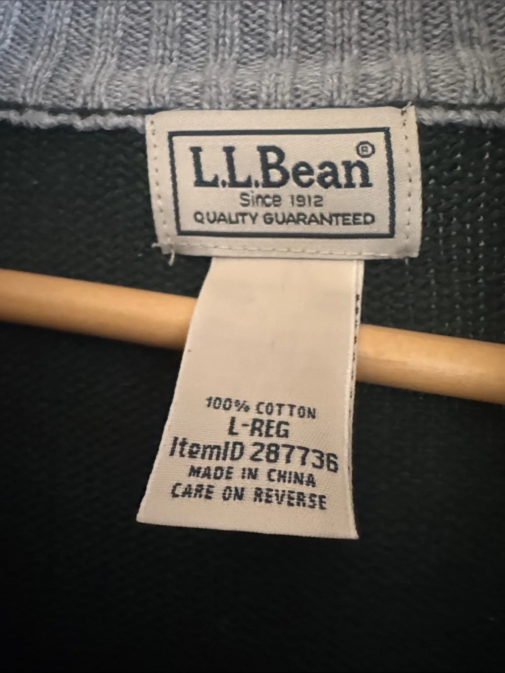 L. L. Bean Men’s Green Sweater Size Large Quarter Zipper Excellent Condition